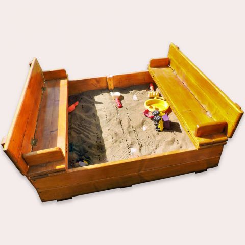 Ladă de nisip din lemn cu băncuţe
