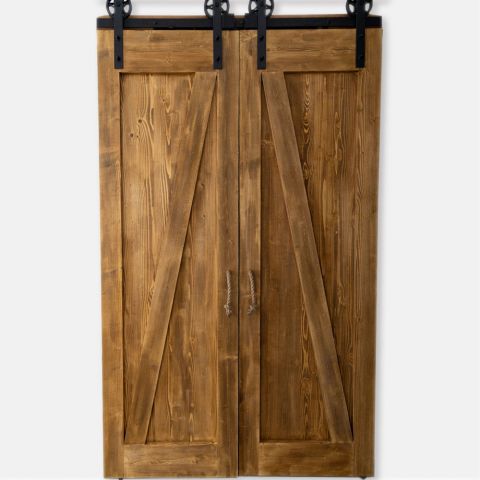 Uşă glisantă tip hambar dublă antichizat